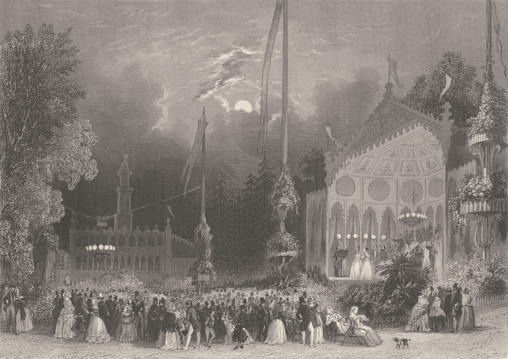 FRANCE. Chateau des Fleurs, Champs Elysees c1856 old antique print picture